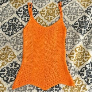 Handmade Knit Chevron Tank Top • Orange Y2K Aesthetic • Size XS/S